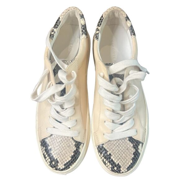 VERONICA BEARD Natural Python Ivory Leather Sneaker NWOB Size 5 1/2 - Picture 2 of 8